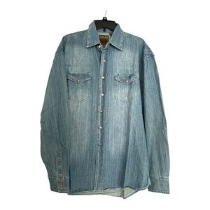 Roper Men’s Denim Long Sleeve Button Down Western Shirt Size L NWOT